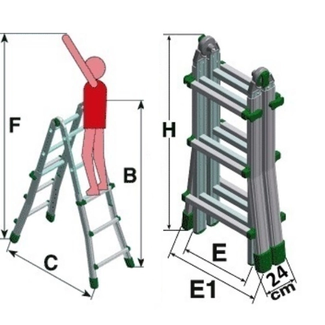 Vendita online Scala telescopica multiposizione 7+7 gradini EuroBriko16 BK/6